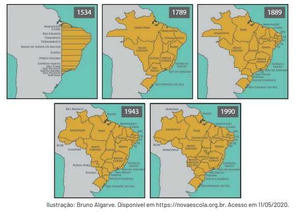 Estado Nação Território e País 4 mapa de evolução e expansão territorial do brasil de 1534 a 1990