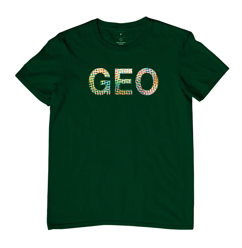 camiseta tematica geografia GEO masculina verde