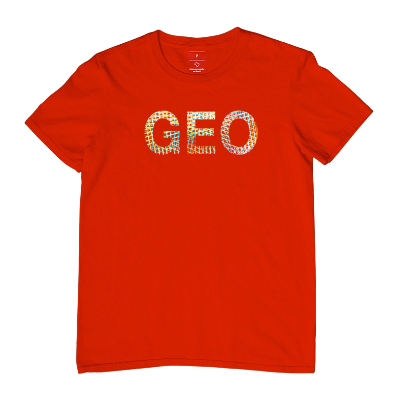 camiseta tematica geografia GEO masculina vermelha