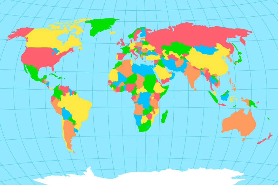 mapa múndi mudo colorido