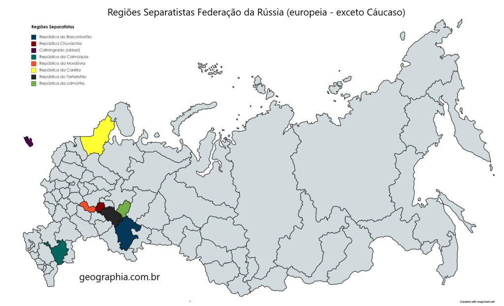 mapa regiões separatistas rússia europeia