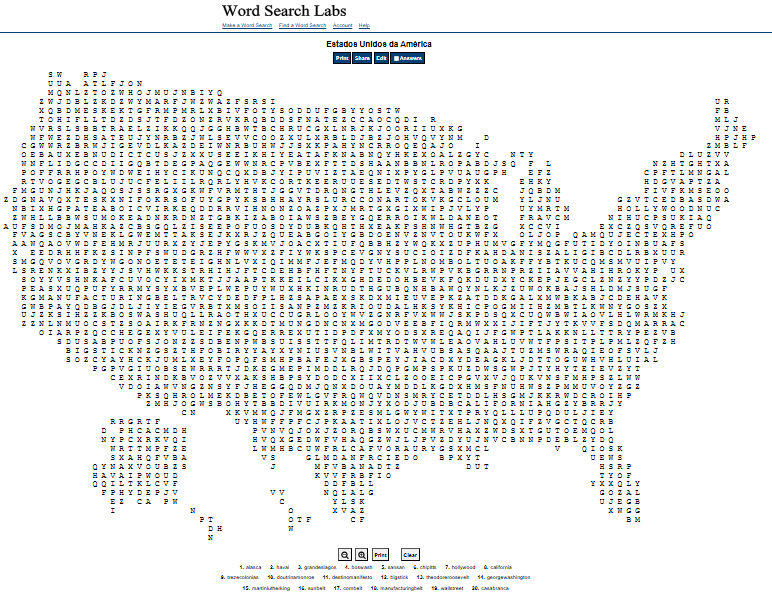 Caça Palavras Estados Unidos da América 🇺🇸