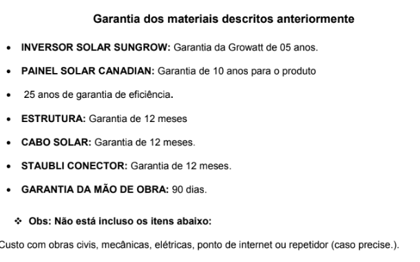 garantia sistema fotovoltaico residencial on-grid