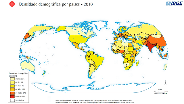 densidade demográfica por países 2010 ibge

Cartograma contendo a densidade demográfica mundial