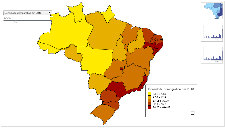 Como calcular a Densidade Demográfica (População Relativa)? 2 mapa densidade demográfica estados brasileiros 2010