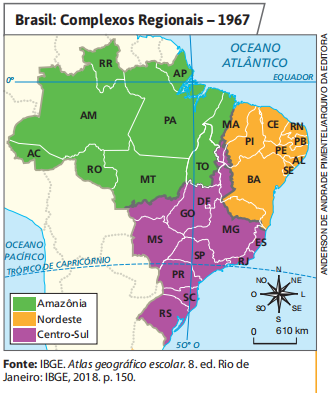 mapa brasil complexos regionais 1967 pedro pinchas geiger regiões geoeconômicas