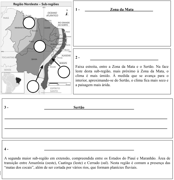 questão sobre sub regiões nordestinas