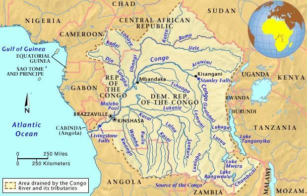 mapa bacia do rio congo