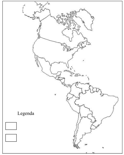 mapa para legenda continente americano américa latina e anglo saxônica