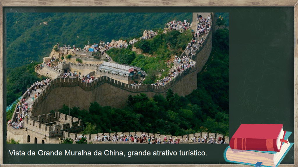 Slide continente asiático 18 slide extremo oriente Vista da Grande Muralha da China, grande atrativo turístico.