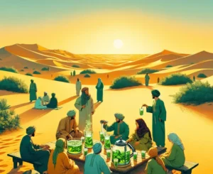 chá verde e hortelã no saara