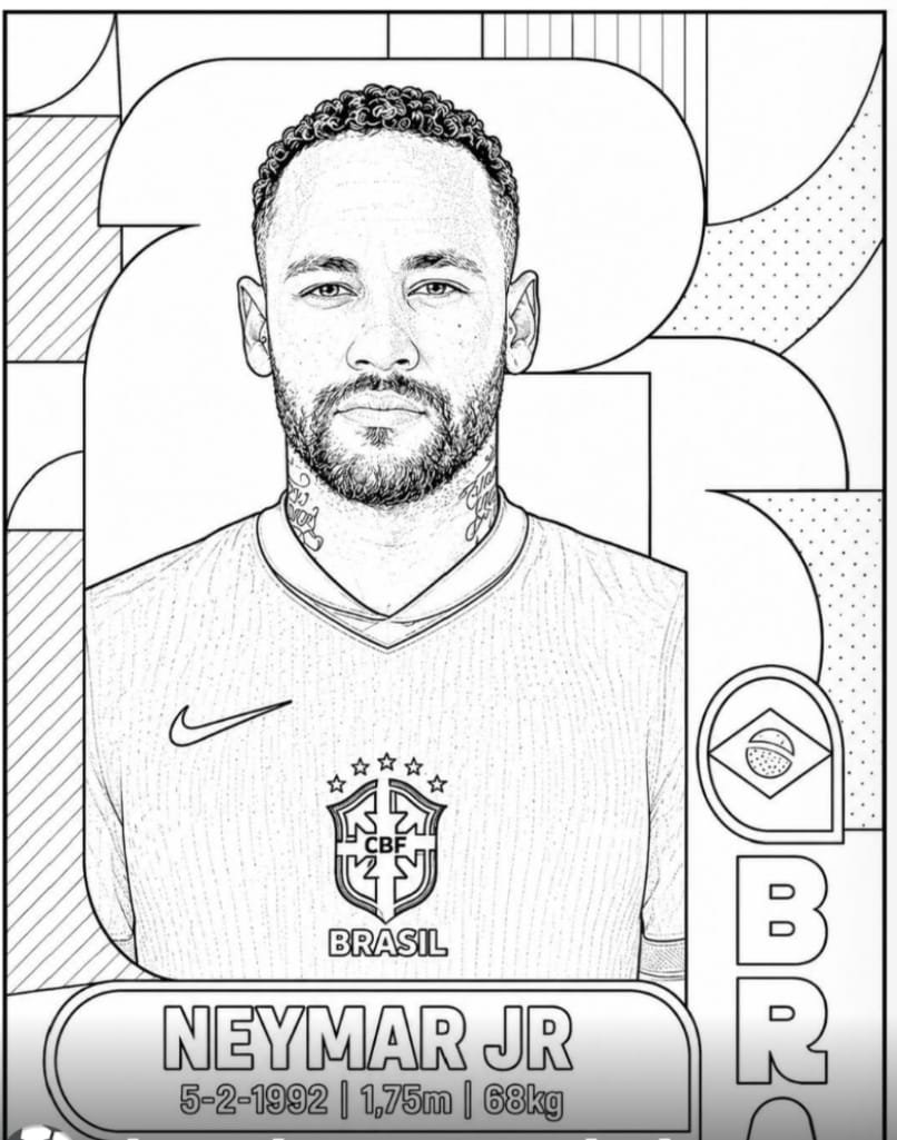 neymar para colorir copa do mundo 2026 atividade escolar