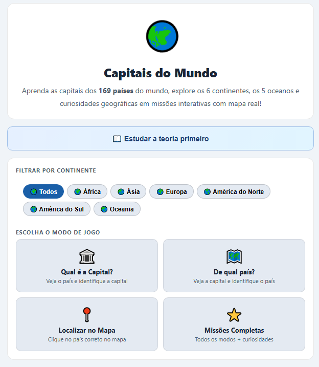 Aprender Capitais do Mundo (lúdico)