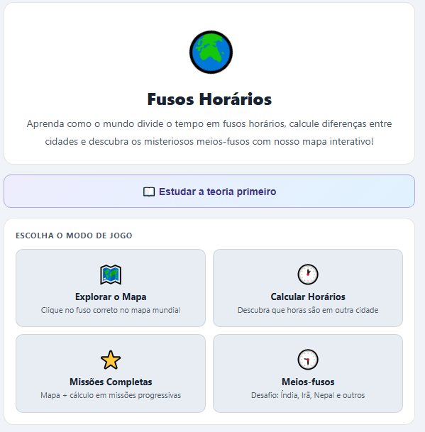 Aprender Fusos Horários (lúdico)