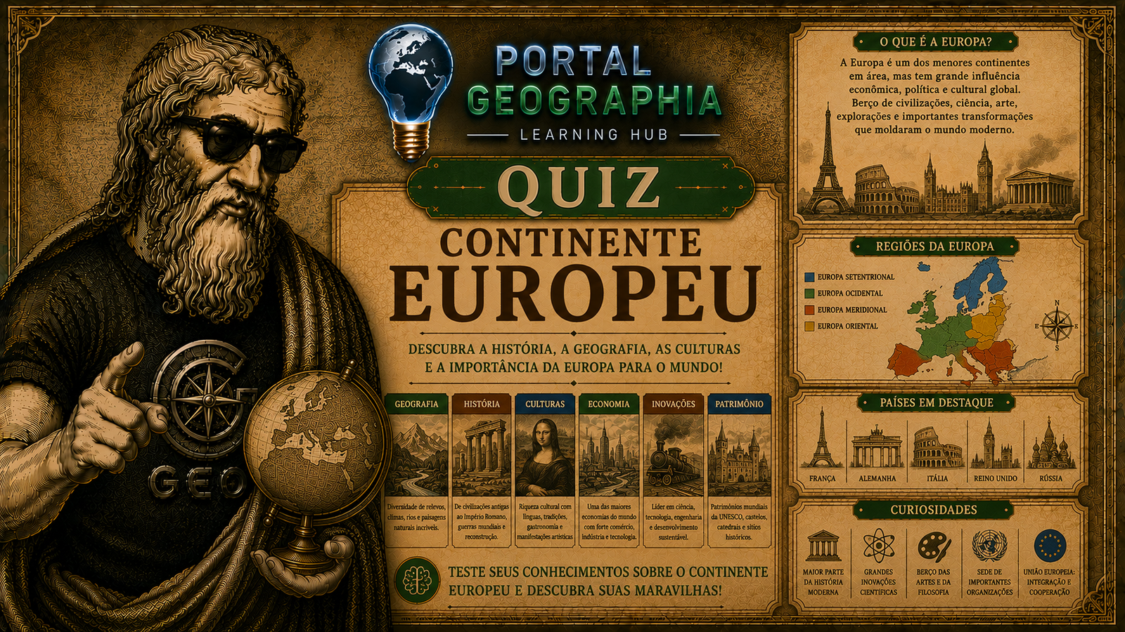 Aprender Continente Europeu (lúdico)