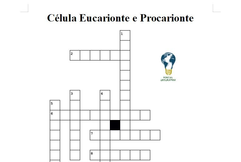 Cruzadinha Célula Eucarionte e Procarionte