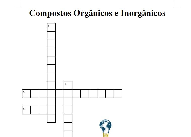 Cruzadinha Compostos Orgânicos e Inorgânicos