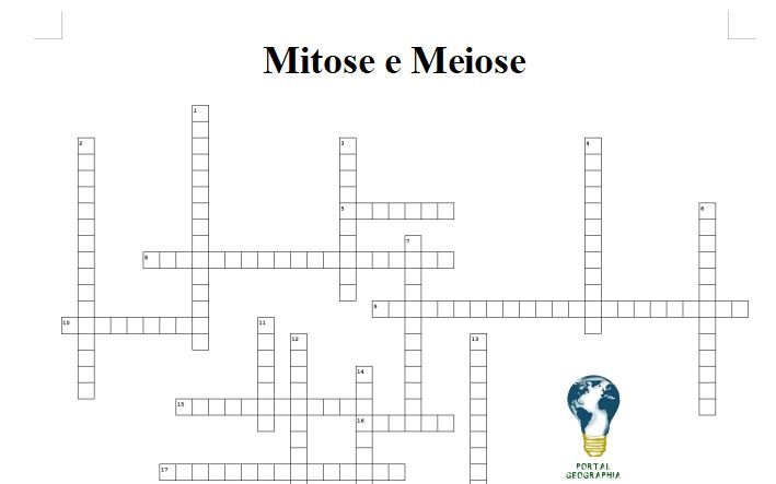 Cruzadinha Mitose e Meiose